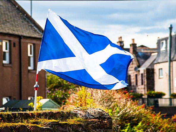 scottish flag flying in town